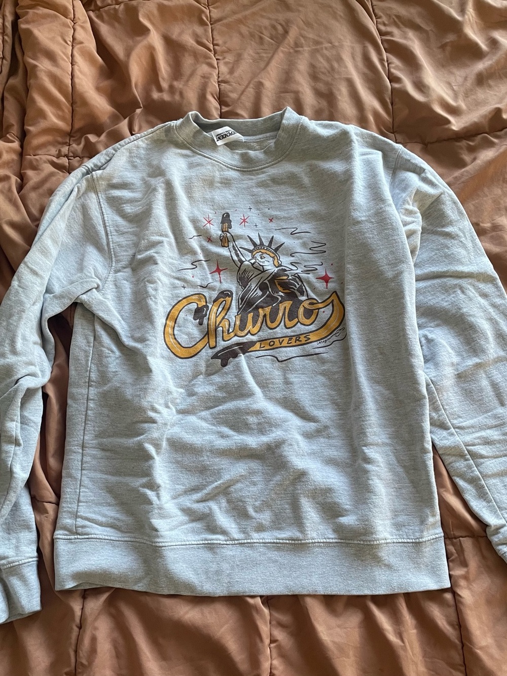 Churro Lovers Light Gray Graphic Crewneck Sweatshirt